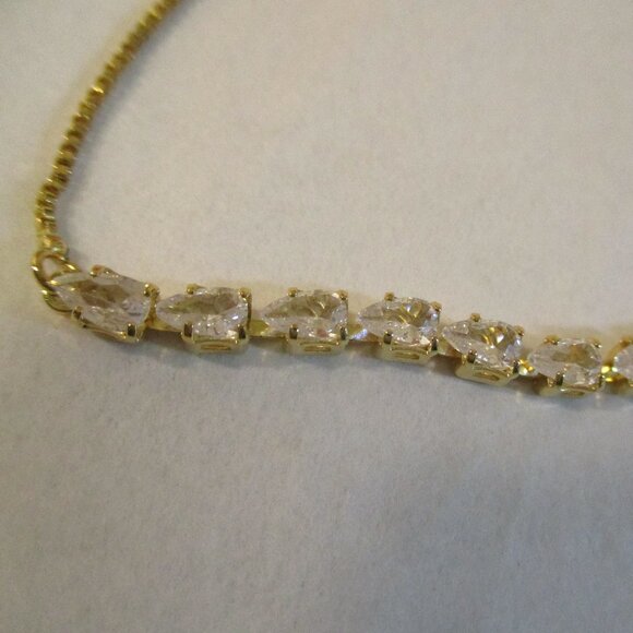 New NWOT Rachel Zoe Adjustable Pear Shaped Cubic Zirconia Tennis Bracelet - Picture 3 of 5